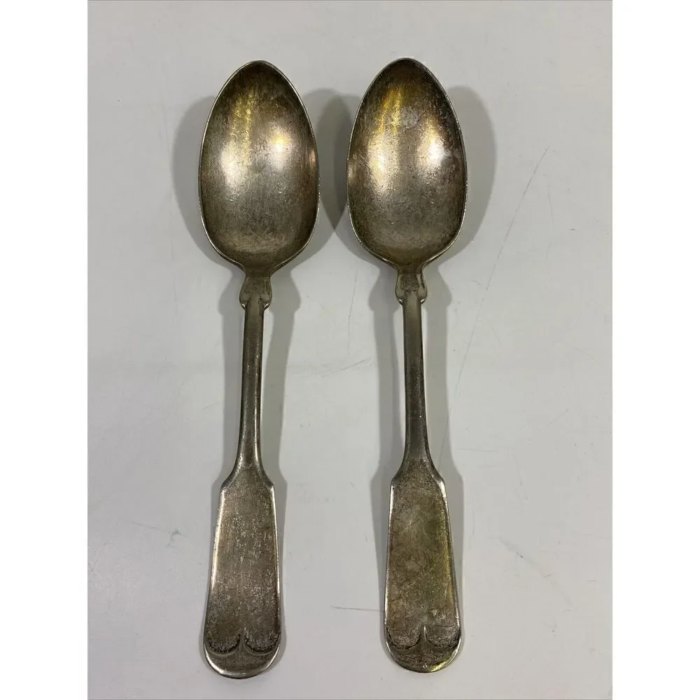 Vintage Rogers Silverplate Serving Spoon Set (2) Tipped Pattern Anchor AA 8”‎